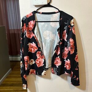 SHEIN Black and Red Floral Sweater